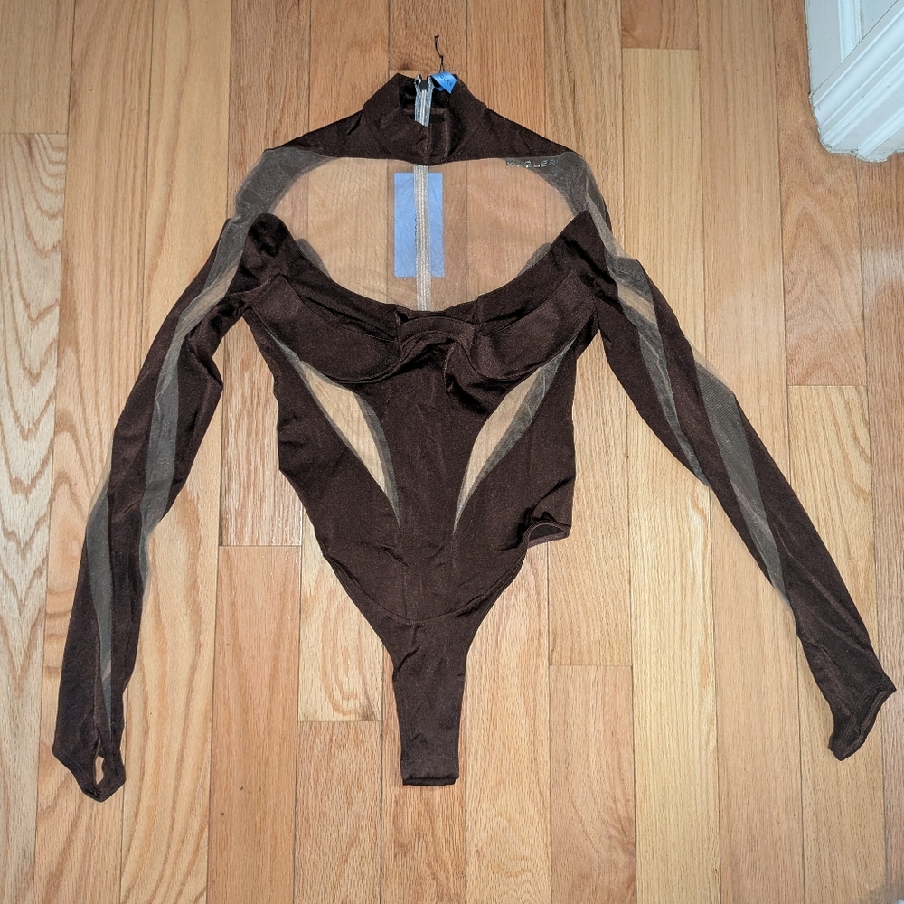 3S. NWT MUGLER ILLUSION MESH INSERT BODYSUIT SIZE FR 36 / US 4 - Picture 8 of 15